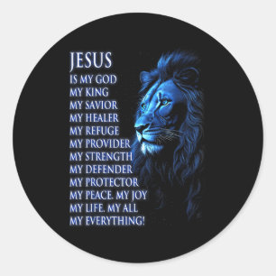 Lion Christian Jesus Is My King, God, Lord, And Sa Classic Round Sticker