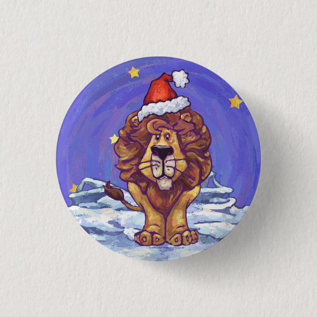 Lion Christmas Button (Front)