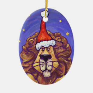 Lion Christmas Ceramic Ornament