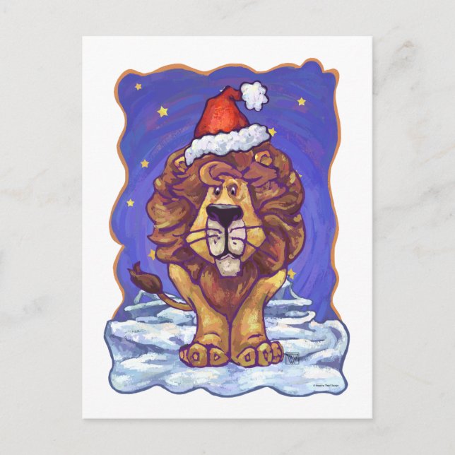 Lion Christmas Holiday Postcard (Front)