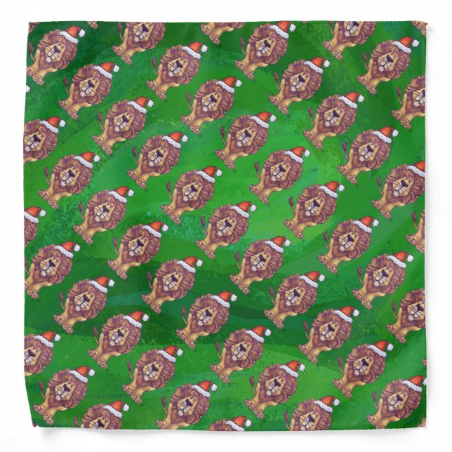 Lion Christmas On Green Bandana (Front)