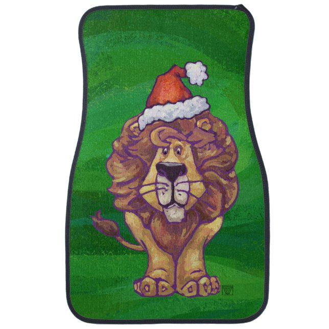 Lion Christmas On Green Car Mat (Front)