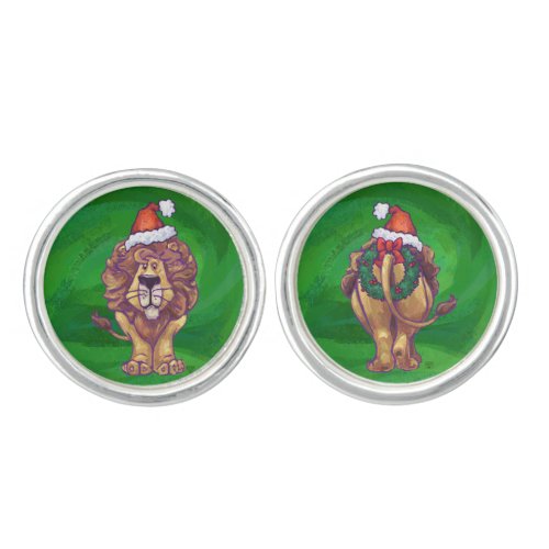 Lion Christmas On Green Cufflinks