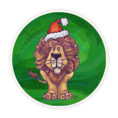 Lion Christmas On Green Edible Frosting Rounds