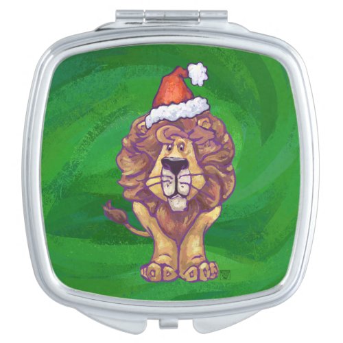 Lion Christmas On Green Makeup Mirror