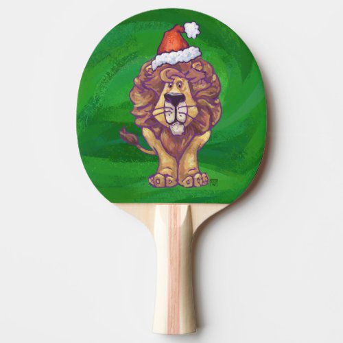Lion Christmas On Green Ping_Pong Paddle