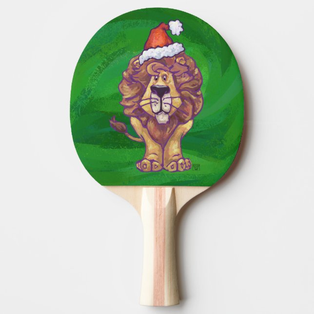 Lion Christmas On Green Ping-Pong Paddle (Front)