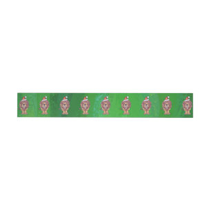 Lion Christmas On Green Wrap Around Address Label