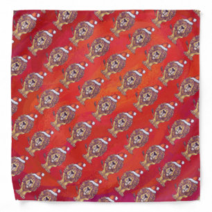 Lion Christmas On Red Bandana