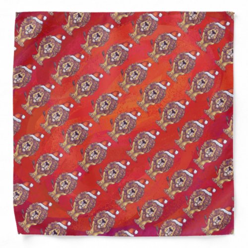 Lion Christmas On Red Bandana