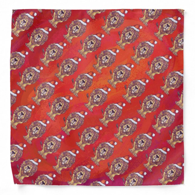 Lion Christmas On Red Bandana (Front)