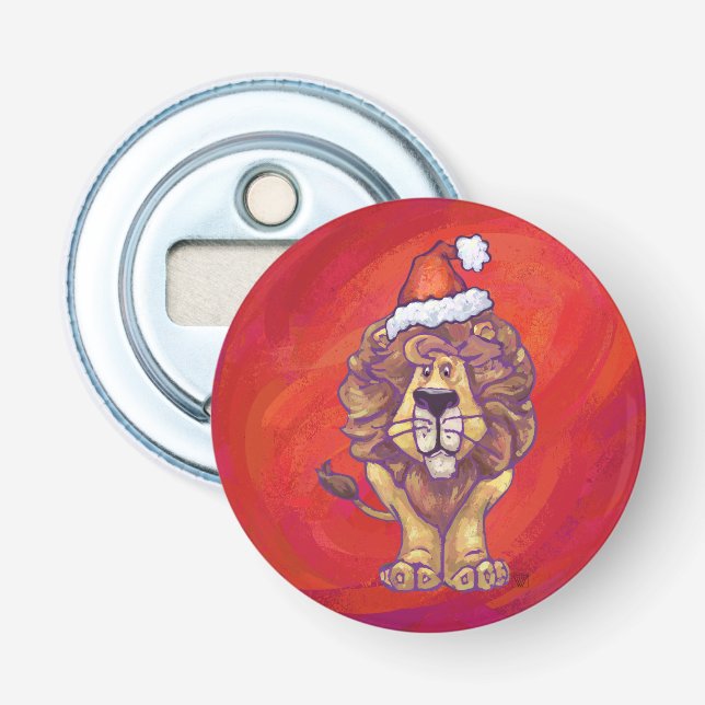 Lion Christmas On Red Bottle Opener (Front)