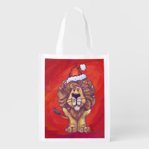 Lion Christmas On Red Grocery Bag