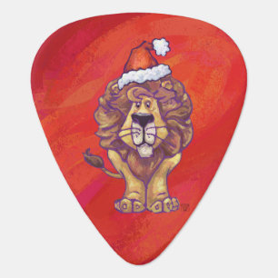 Lion Christmas On Red Guitar Pick