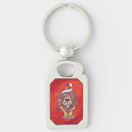 Lion Christmas On Red Keychain