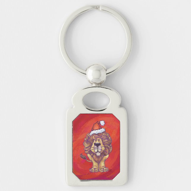 Lion Christmas On Red Keychain (Front)