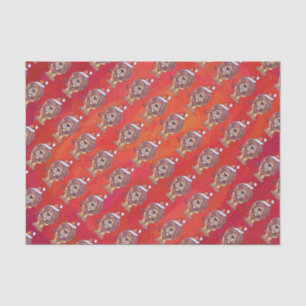 Lion Christmas On Red Tissue Paper