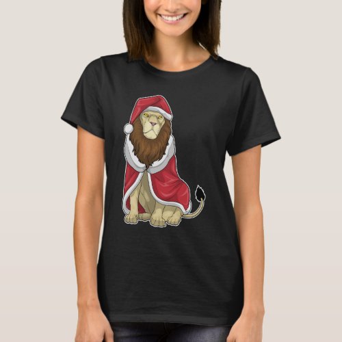Lion Christmas Santa hat T_Shirt