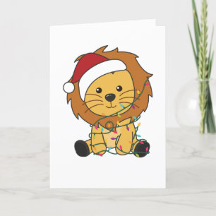 Lion Christmas Snow Winter Animals Lions Adult Clo Holiday Card