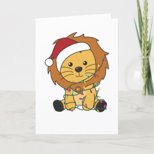 Lion Christmas Snow Winter Animals Lions Adult Clo Holiday Card