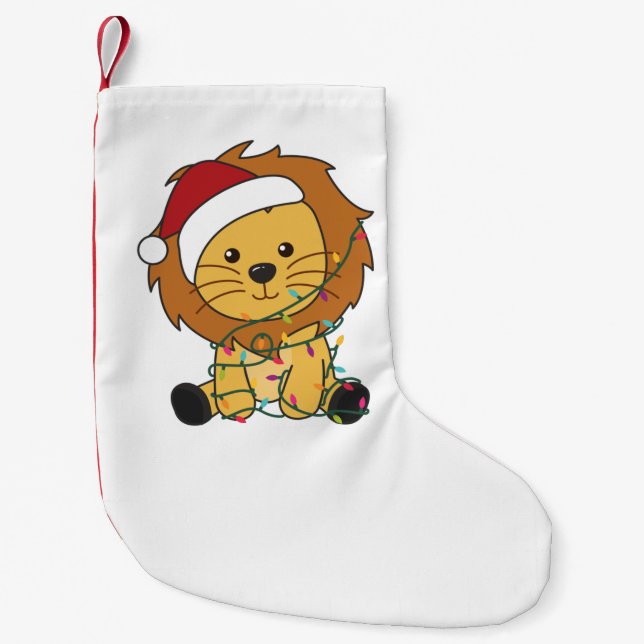 Lion Christmas Snow Winter Animals Lions Adult Clo Small Christmas Stocking (Front)