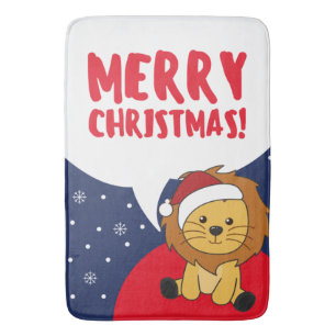 Lion Christmas Snow Winter Animals Lions Bath Mat