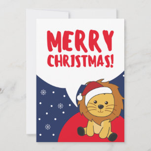Lion Christmas Snow Winter Animals Lions Holiday C Card