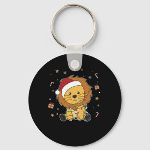 Lion Christmas Snow Winter Animals Lions Keychain