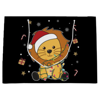 Lion Christmas Snow Winter Animals Lions Large Gif Gift Bag