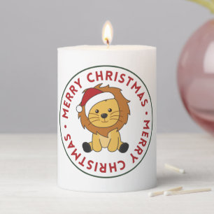 Lion Christmas Snow Winter Animals Lions Pillar Ca Candle