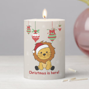 Lion Christmas Snow Winter Animals Lions Pillar Ca Pillar Candle
