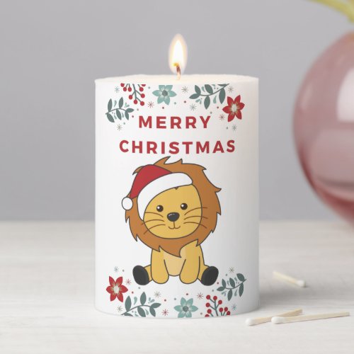 Lion Christmas Snow Winter Animals Lions Pillar Ca Pillar Candle