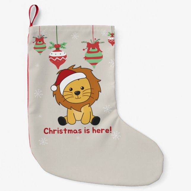 Lion Christmas Snow Winter Animals Lions Small Chr Stocking (Front)