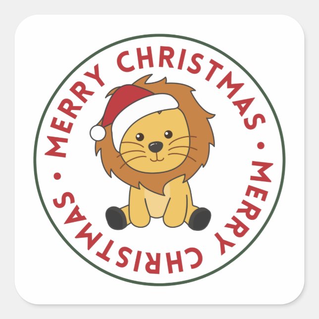Lion Christmas Snow Winter Animals Lions Square St Sticker (Front)