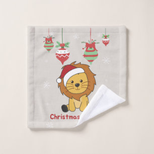 Lion Christmas Snow Winter Animals Lions Wash Clot Wash Cloth