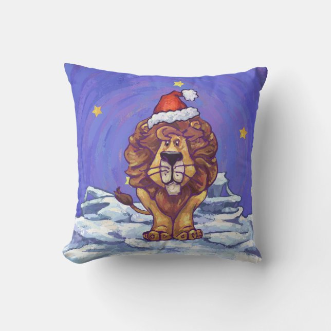 Lion Christmas Throw Pillow (Front)