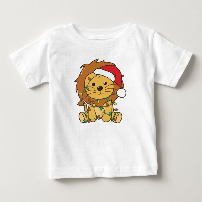 Lion Christmas Winter Animals Holiday Lions Baby T-Shirt (Front)