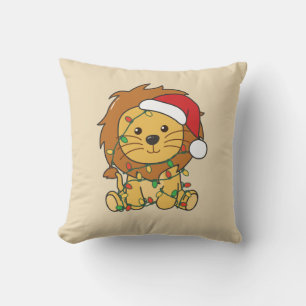 Lion Christmas Winter Animals Holiday Lions Throw Pillow