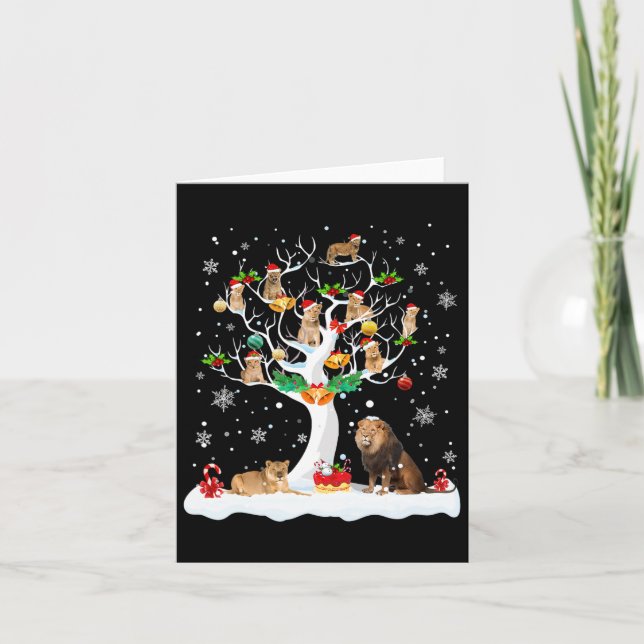 Lion Christmas Xmas Tree Dog Lover Men Women Boy G Card (Front)