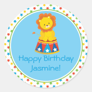 Lion Circus Theme Personalized Classic Round Sticker