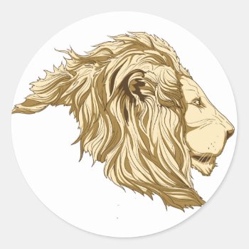 Lion Classic Round Sticker by SweetRascal at Zazzle