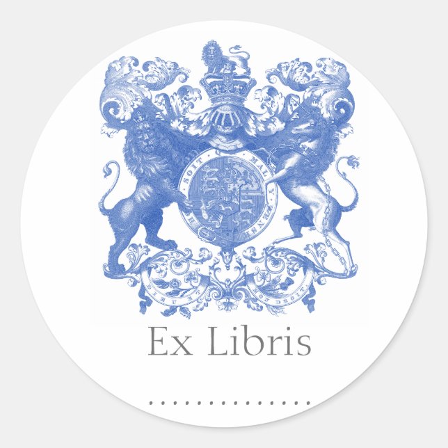 Lion Coat of Arms Ex Libris Classic Round Sticker (Front)