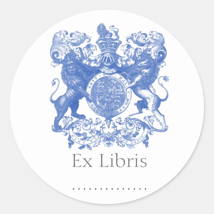 Lion Coat of Arms Ex Libris Round Stickers