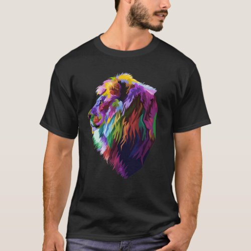 Lion colorful Geometric Lion on pop art style T_Shirt