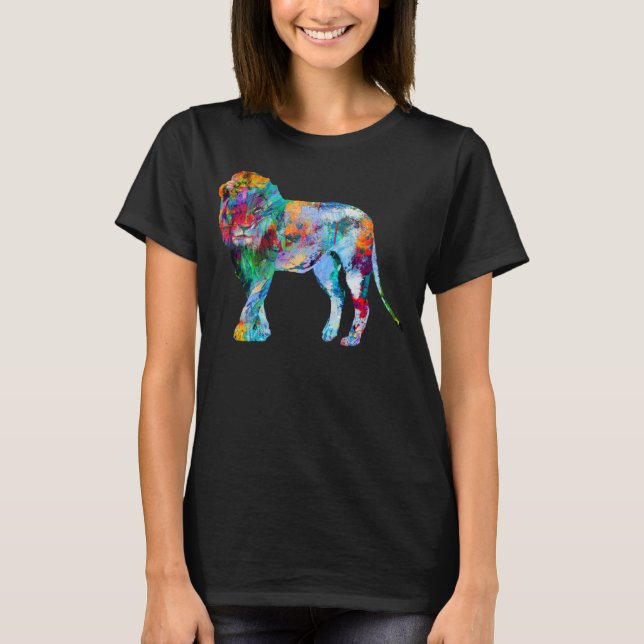 Lion  Colorful Lion abstract Painting Lion T-Shirt (Front)