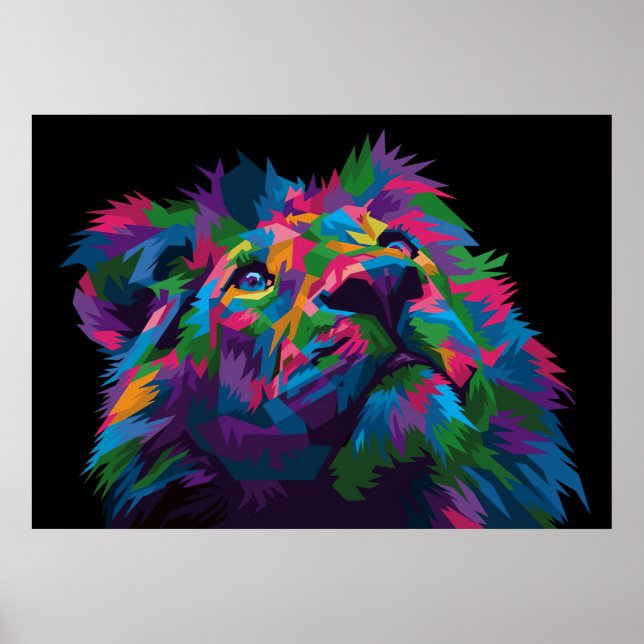 Lion Colorful Lion Head Poster (Front)