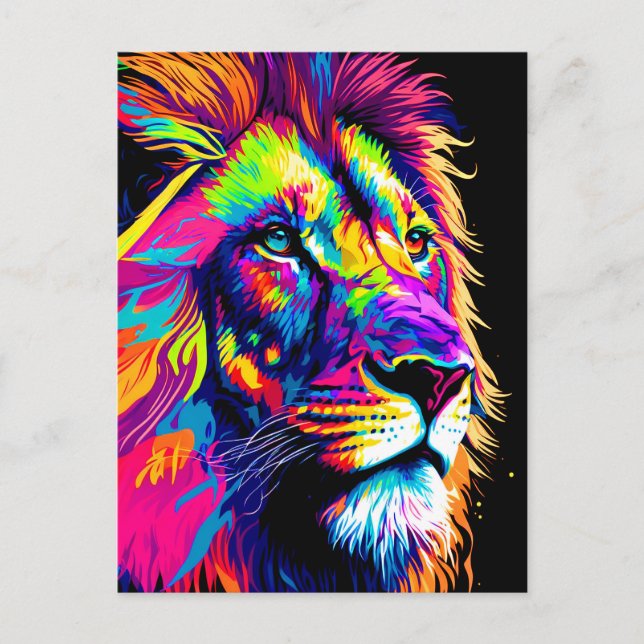 Lion Colorful Painting Postcard (Front)