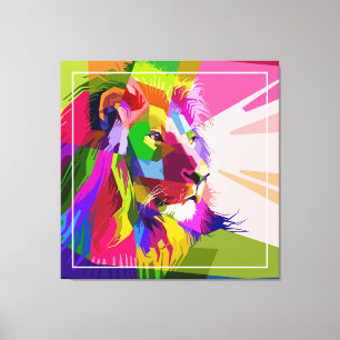 Lion Colorful Prismatic Pop Art Design-62501 Canvas Print