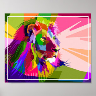 Lion Colorful Prismatic Pop Art Design-62501 Poster