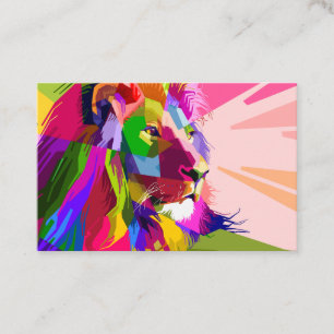 Lion Colorful Prismatic Pop Art Design Business Card